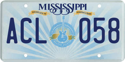 MS license plate ACL058
