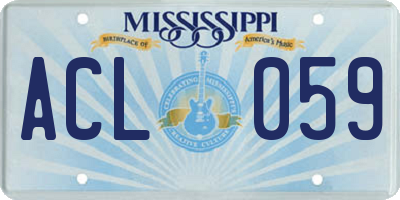 MS license plate ACL059