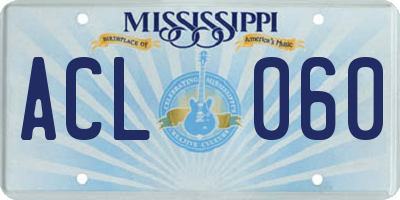 MS license plate ACL060