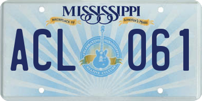MS license plate ACL061