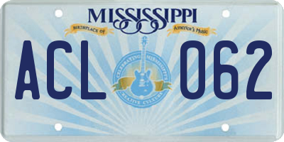 MS license plate ACL062