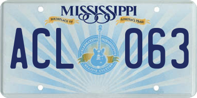 MS license plate ACL063