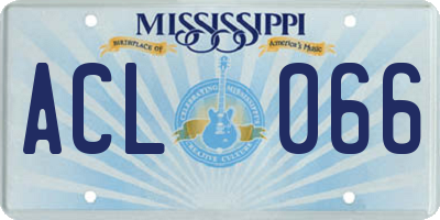 MS license plate ACL066