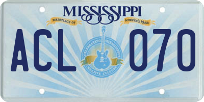 MS license plate ACL070