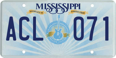 MS license plate ACL071