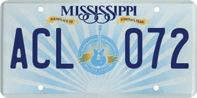 MS license plate ACL072