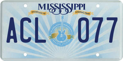 MS license plate ACL077