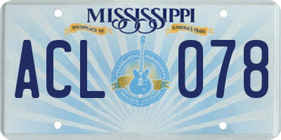 MS license plate ACL078