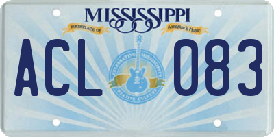 MS license plate ACL083