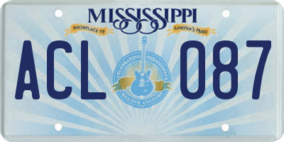 MS license plate ACL087