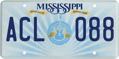 MS license plate ACL088