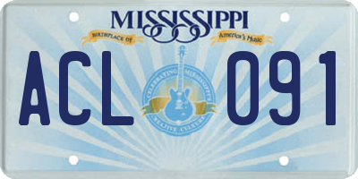 MS license plate ACL091