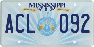 MS license plate ACL092