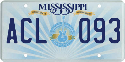 MS license plate ACL093