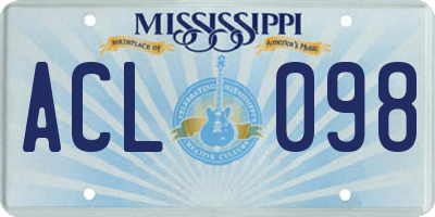 MS license plate ACL098