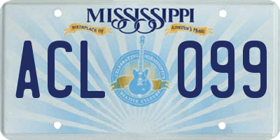 MS license plate ACL099