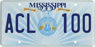 MS license plate ACL100