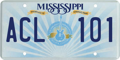 MS license plate ACL101