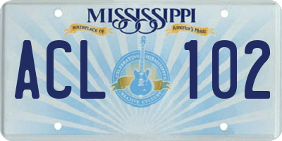 MS license plate ACL102