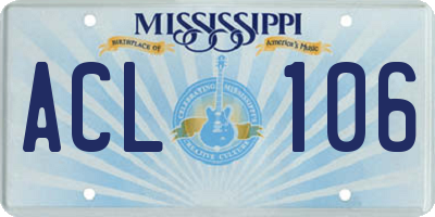 MS license plate ACL106