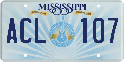 MS license plate ACL107