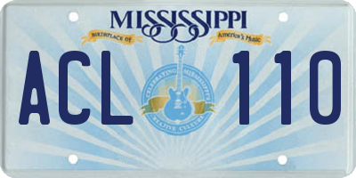 MS license plate ACL110