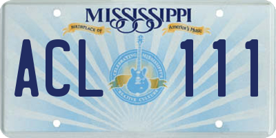 MS license plate ACL111