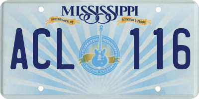 MS license plate ACL116