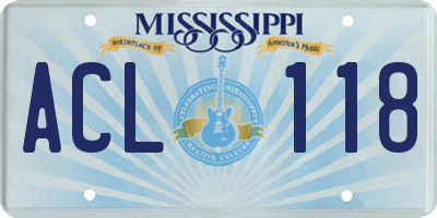 MS license plate ACL118