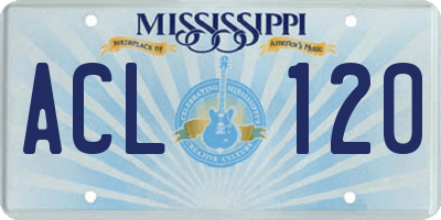 MS license plate ACL120