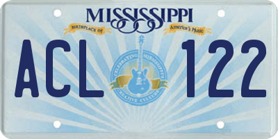 MS license plate ACL122