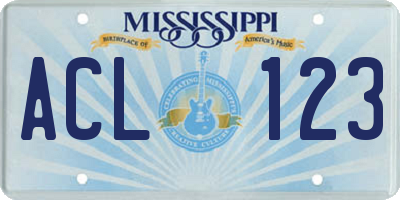 MS license plate ACL123