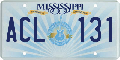 MS license plate ACL131