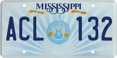 MS license plate ACL132