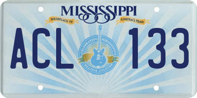MS license plate ACL133
