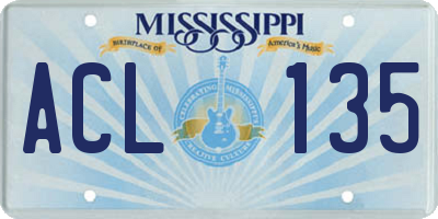 MS license plate ACL135