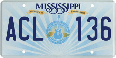 MS license plate ACL136