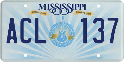 MS license plate ACL137