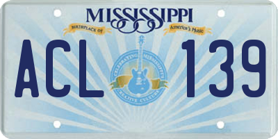 MS license plate ACL139