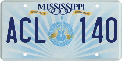 MS license plate ACL140