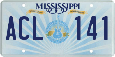 MS license plate ACL141