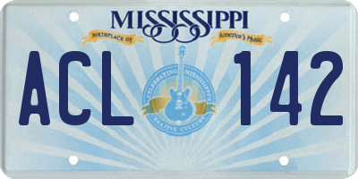 MS license plate ACL142