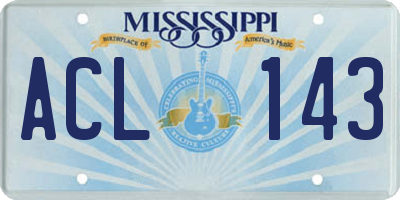 MS license plate ACL143