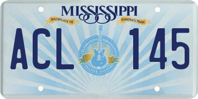 MS license plate ACL145