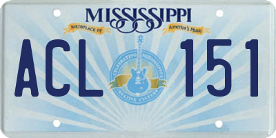 MS license plate ACL151