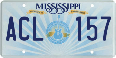 MS license plate ACL157