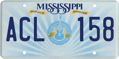 MS license plate ACL158