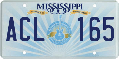 MS license plate ACL165