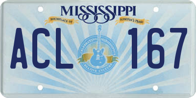 MS license plate ACL167