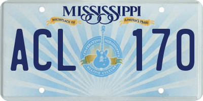 MS license plate ACL170